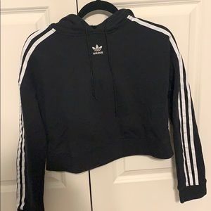 Cropped Black and White Adidas Hoodie